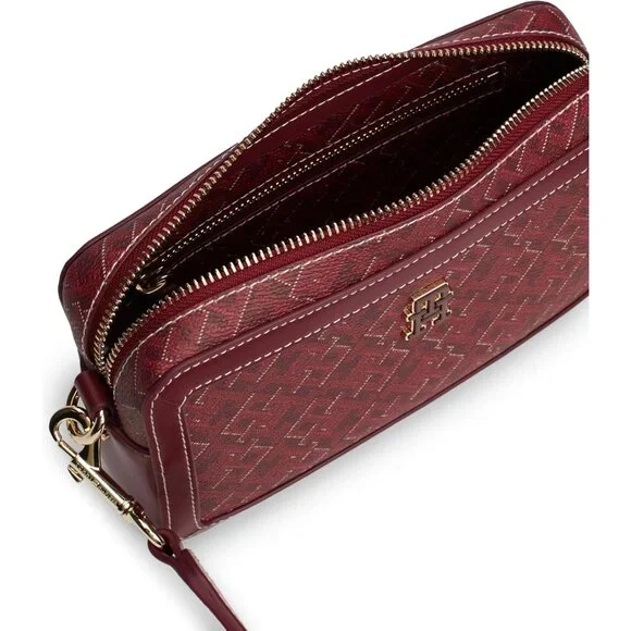 Chic Rouge Monogram Leather Crossbody Bag Women Small Stylish Compact